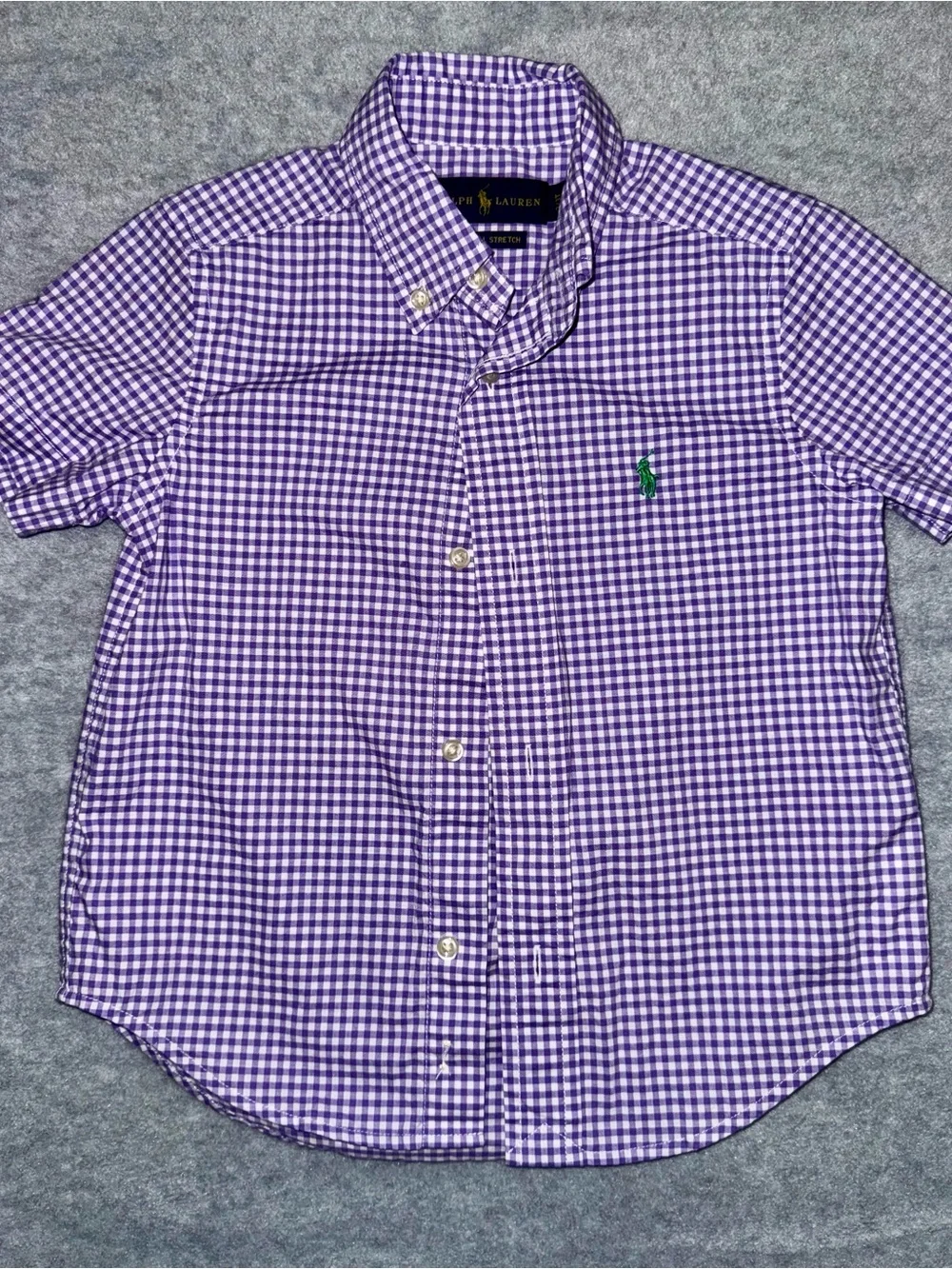 Ralph Lauren Purple Gingham Short-Sleeve Button-Down Shirt